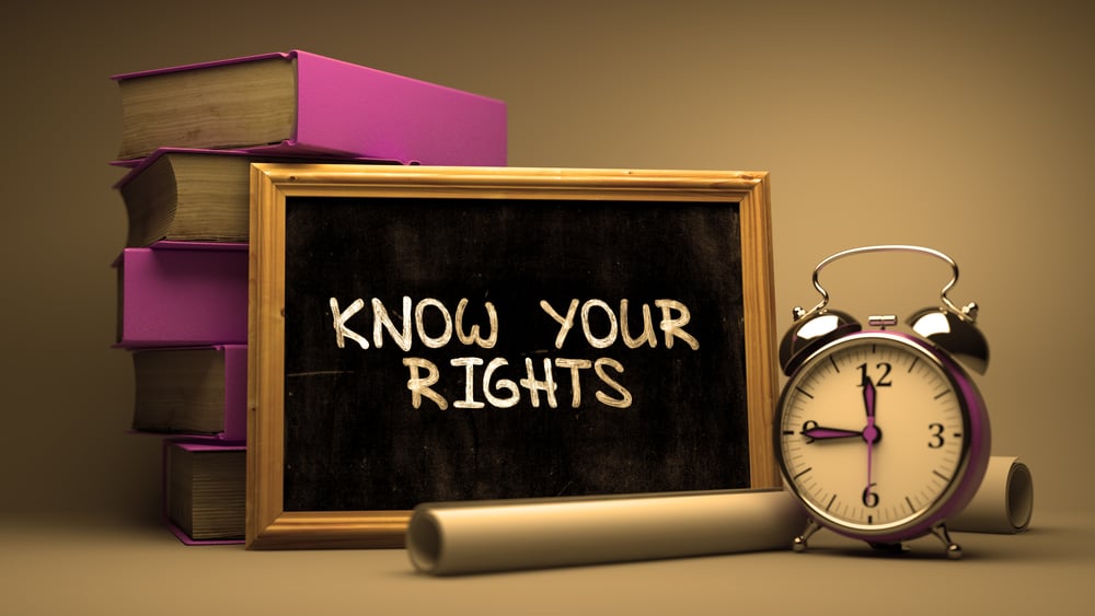 Know Your Rights Handwritten on Chalkboard. Time Concept. Composition with Chalkboard and Stack of Books, Alarm Clock and Scrolls on Blurred Background. Toned Image. Know Your Rights Handwritten on Chalkboard. Time Concept. Composition with Chalkboard and Stack of Books, Alarm Clock and Scrolls on Blurred Background. Toned Image.